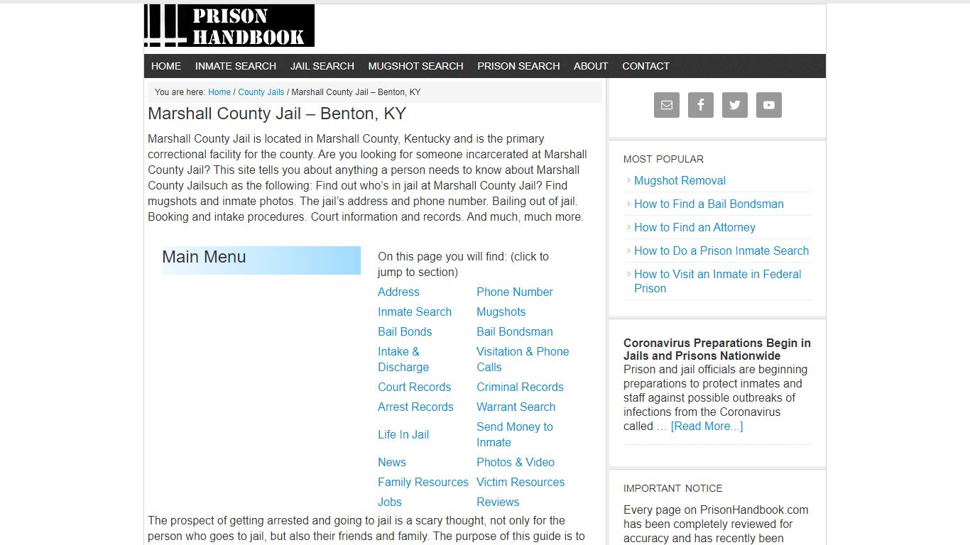 Marshall County Jail – Benton, KY - Prison Handbook