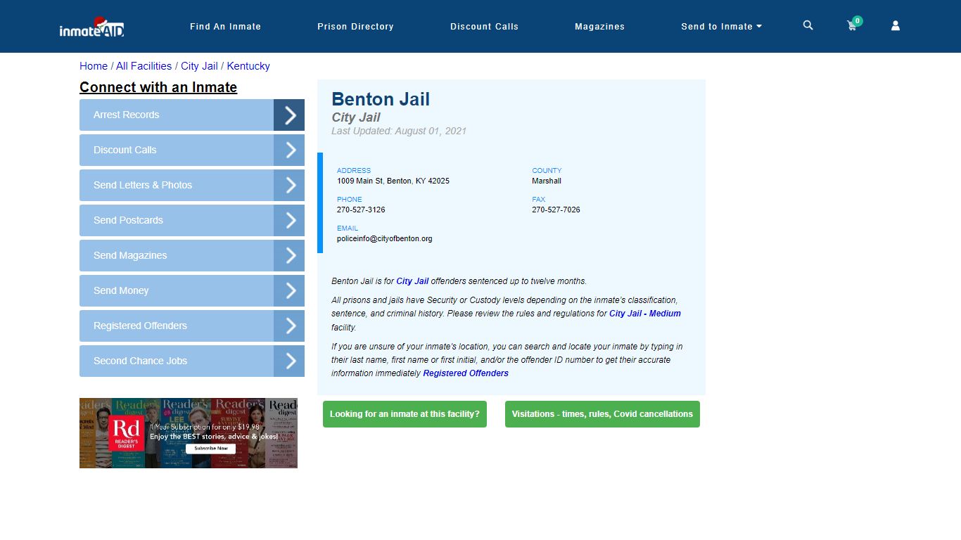 Benton Jail | Inmate Locator