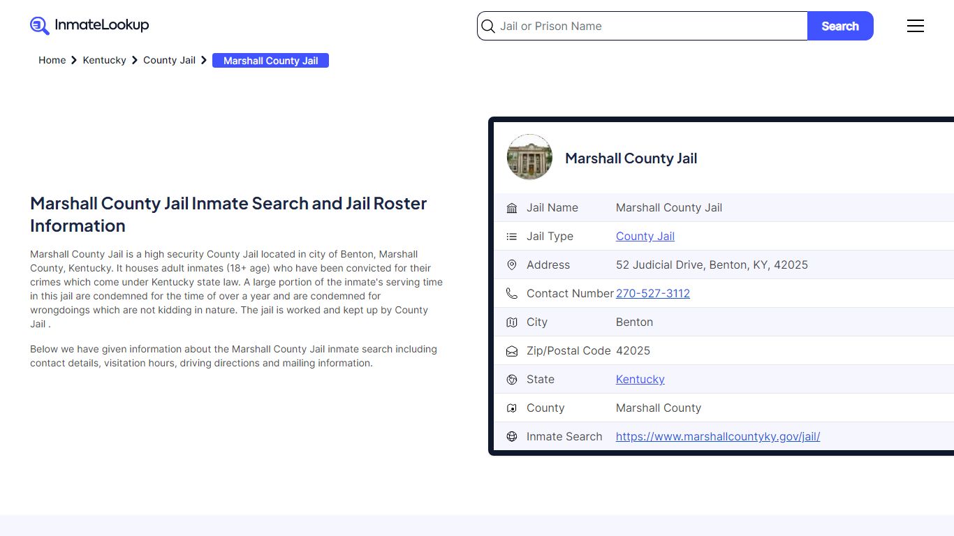 Marshall County Jail Inmate Search, Jail Roster ... - Inmate Lookup